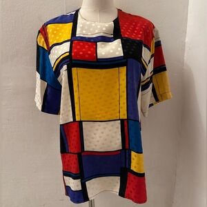 Galinda Colorful Geometric Print Silk T-Shirt
